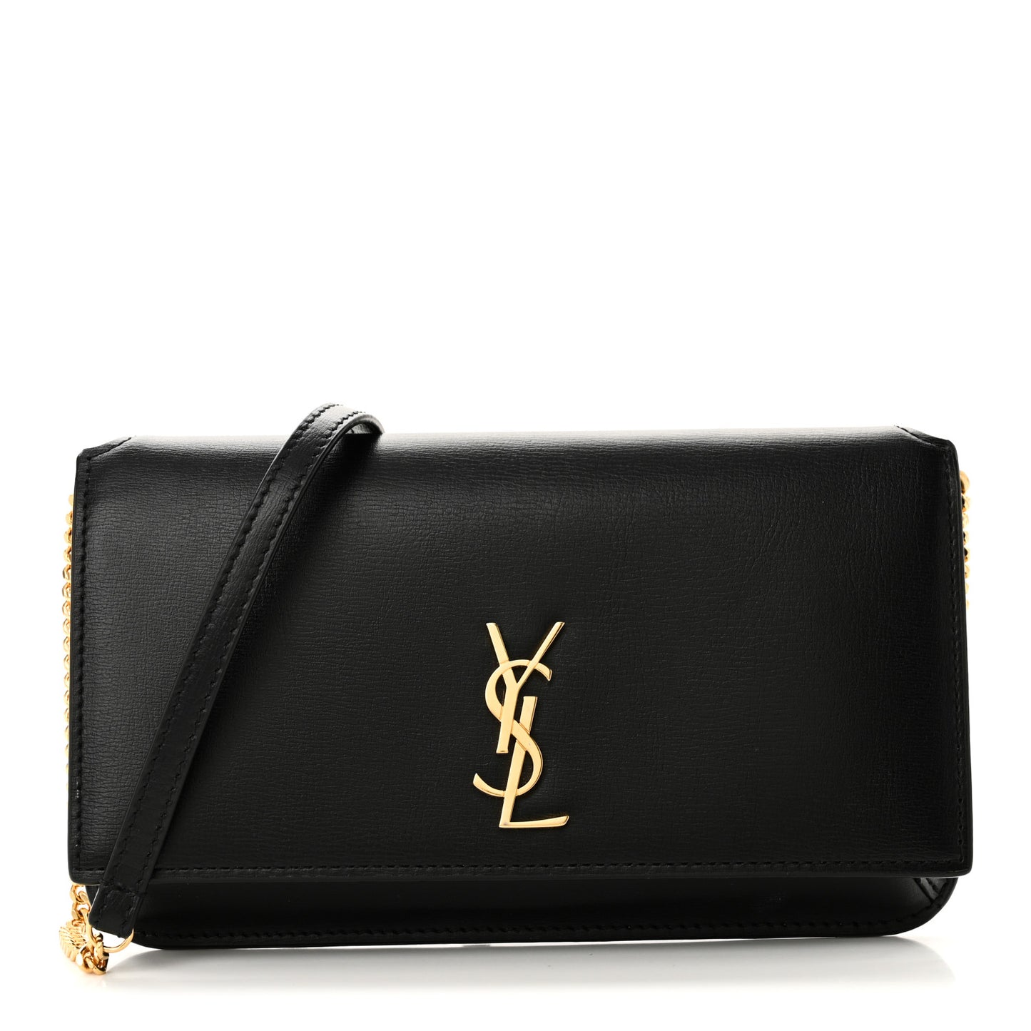 Smooth Calfskin Monogram Phone Holder Crossbody Black