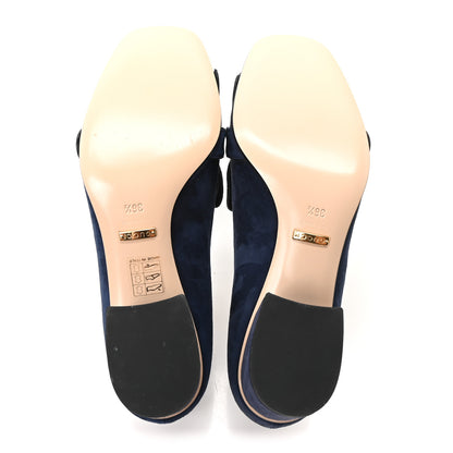 Gucci Kid Scamosciato GG Marmont Fringe 50mm Loafer Pumps 36.5 Blue Ink 6 of 10