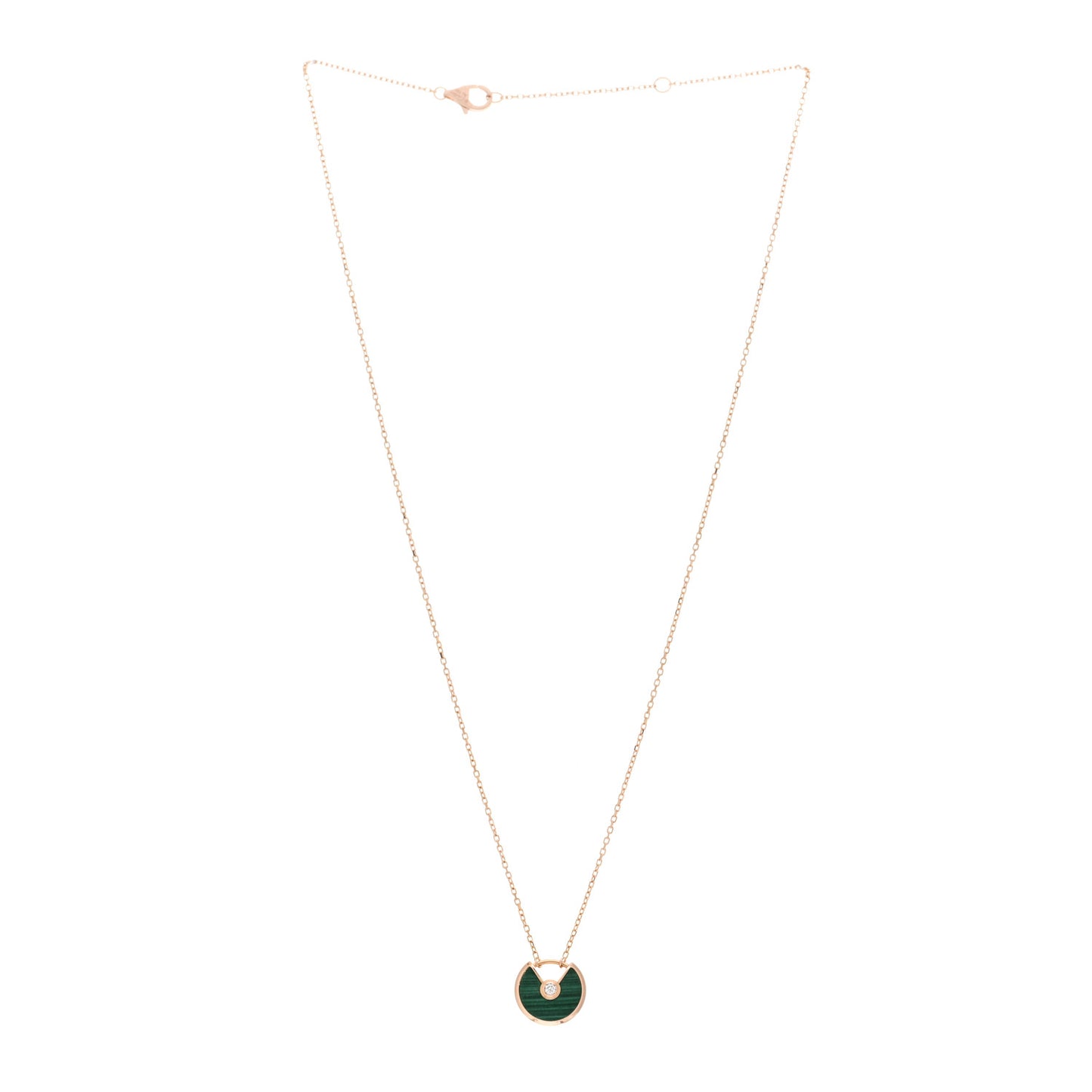 18K Pink Gold Diamond Malachite XS Amulette de Cartier Pendant Necklace