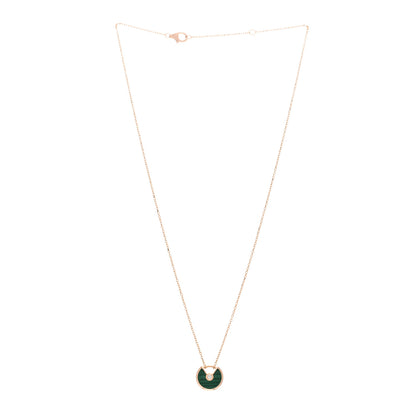 Cartier 18K Pink Gold Diamond Malachite XS Amulette de Cartier Pendant Necklace 2 of 4