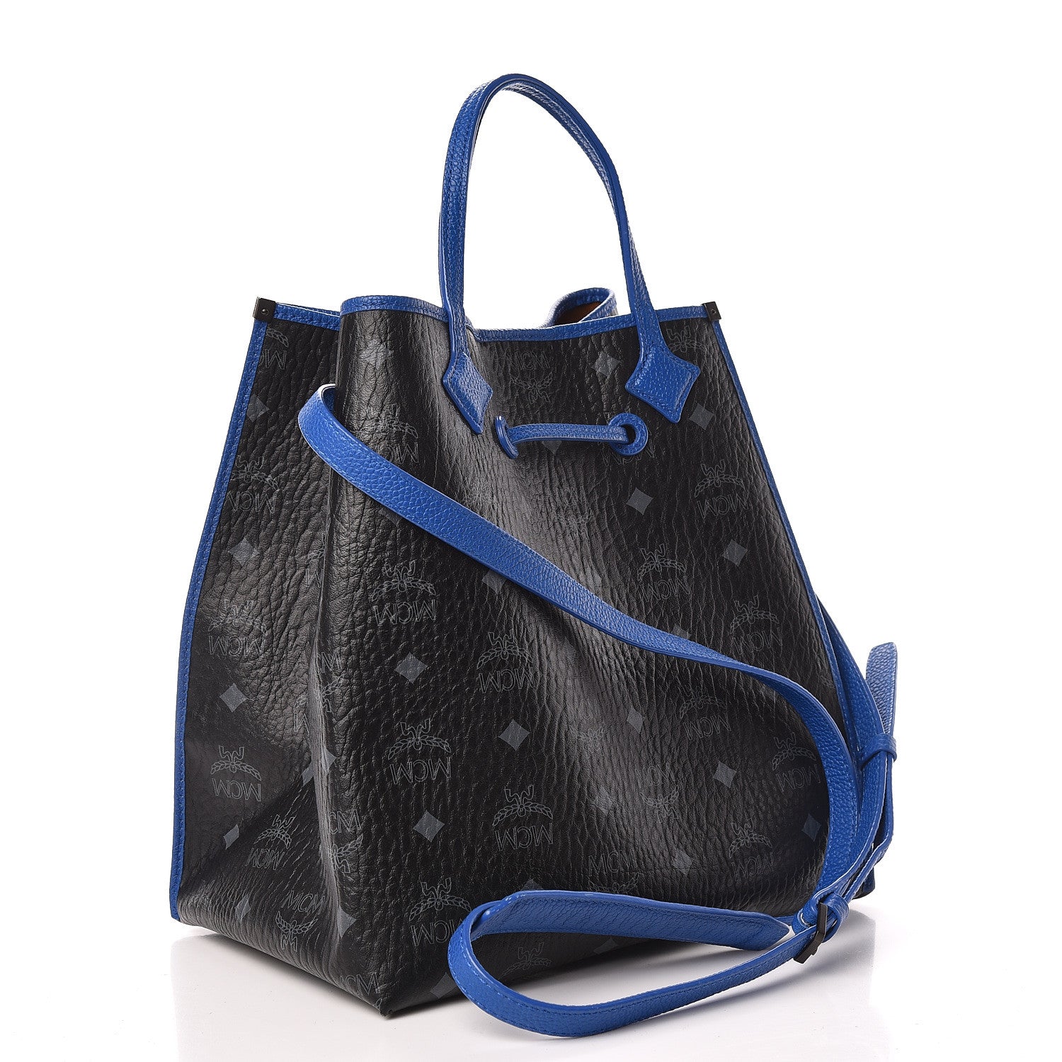 MCM Visetos Kira Drawstring Bag Black Blue 4 of 14