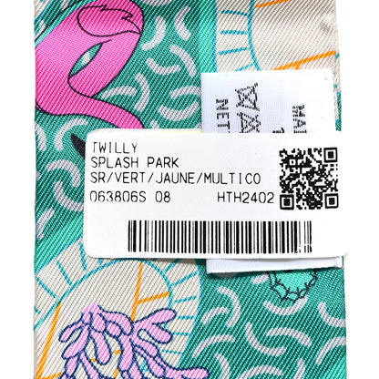 Hermes Silk Splash Park Twilly Vert Jaune Multi 3 of 4