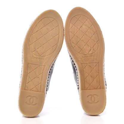 Chanel Grained Calfskin CC Espadrilles 37 Navy Black 5 of 11