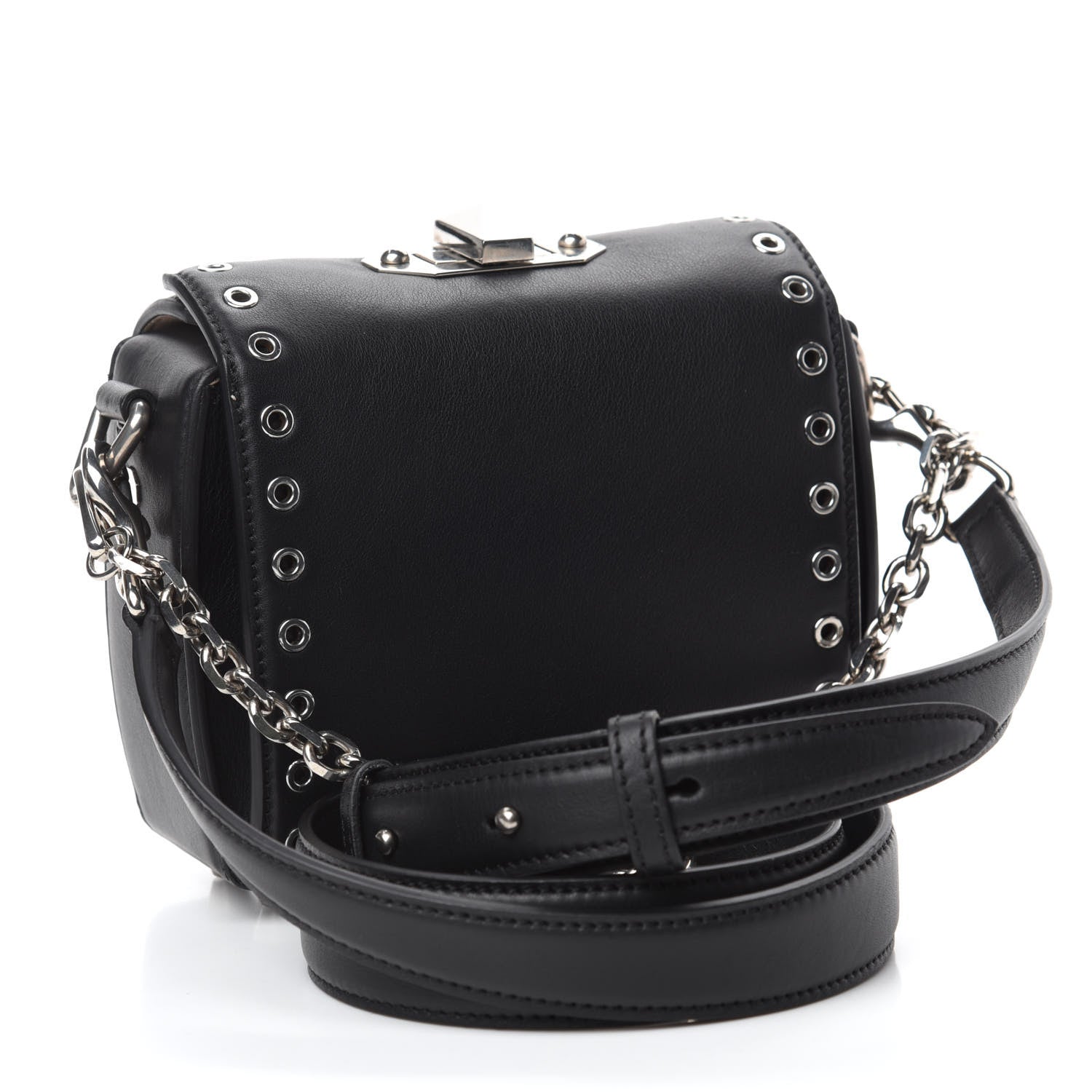 Alexander McQueen Fine Grain Goatskin Perforated Box Shoulder Bag 16 Black 3 of 11