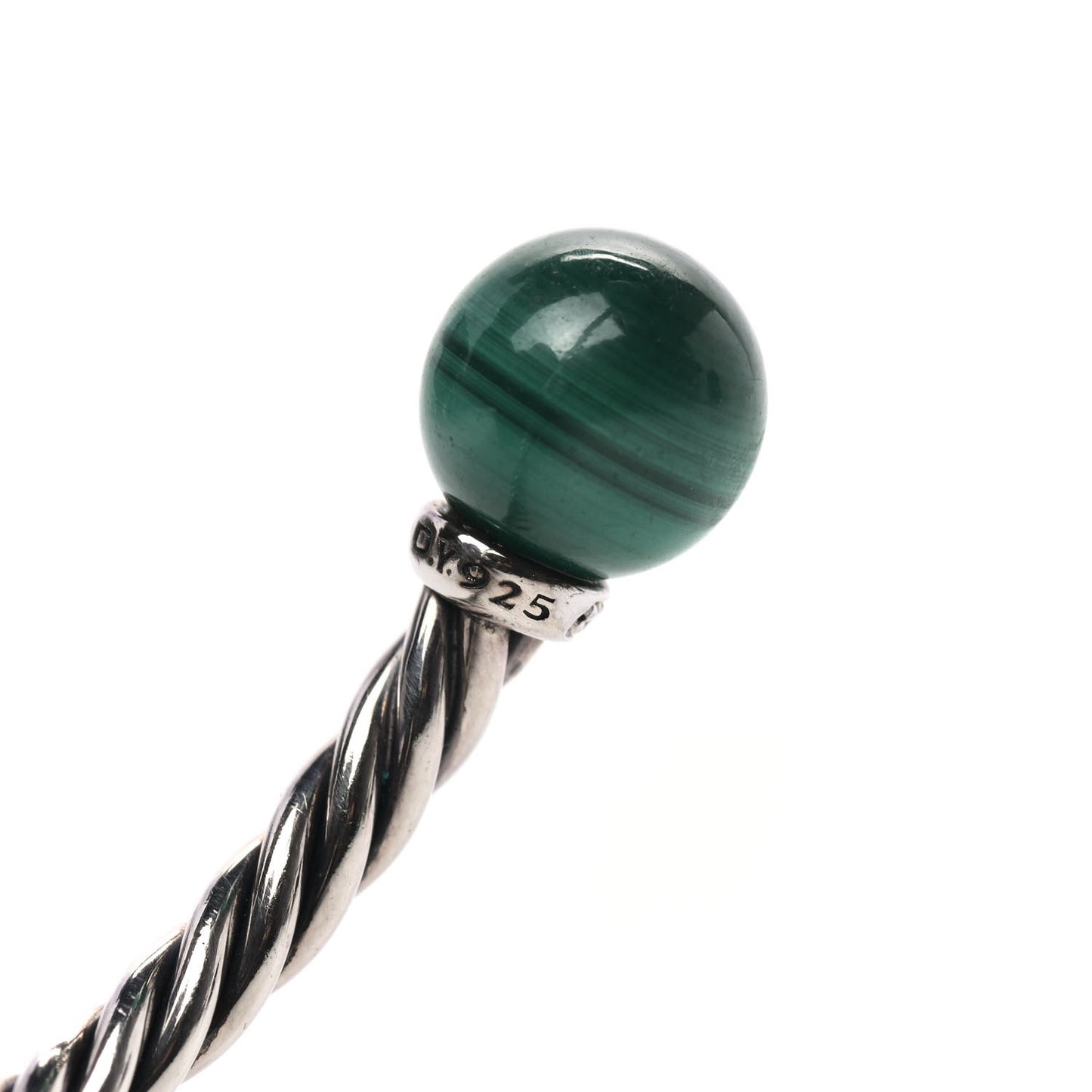 Sterling Silver Diamond Malachite 9mm Solari Bracelet