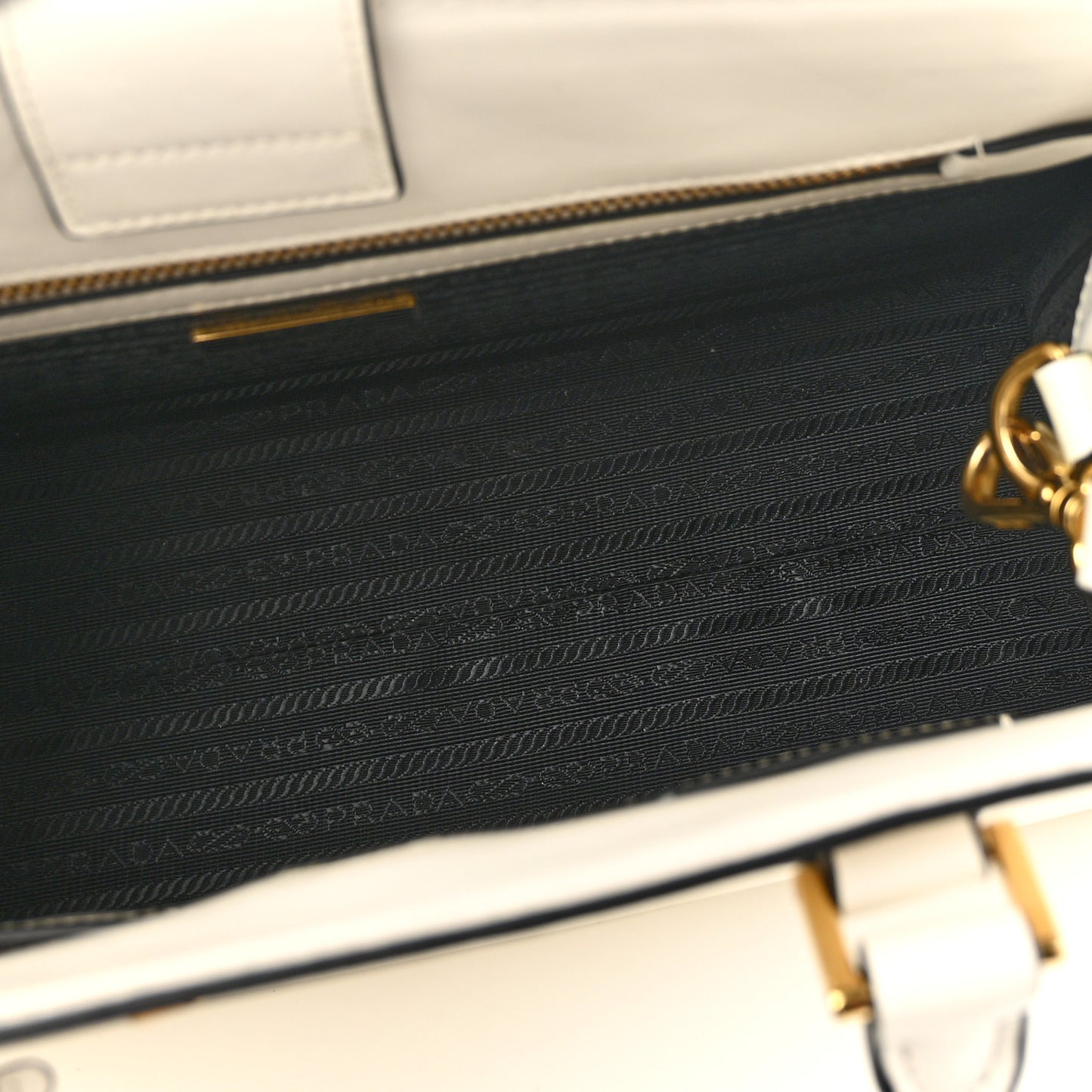 Saffiano Soft Calfskin Zippered Tote  White