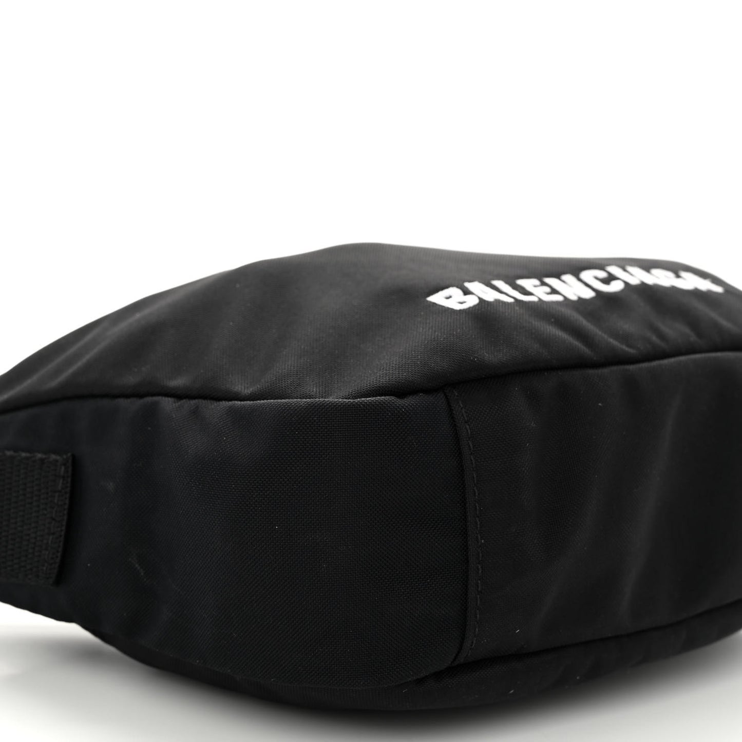 Recycled Sport Nylon Logo Embroidered Wheel Sling Bag Black White