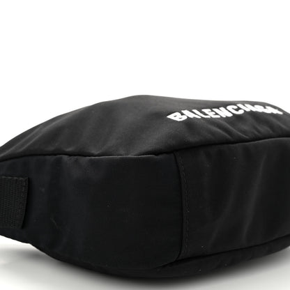 Balenciaga Recycled Sport Nylon Logo Embroidered Wheel Sling Bag Black White 8 of 9