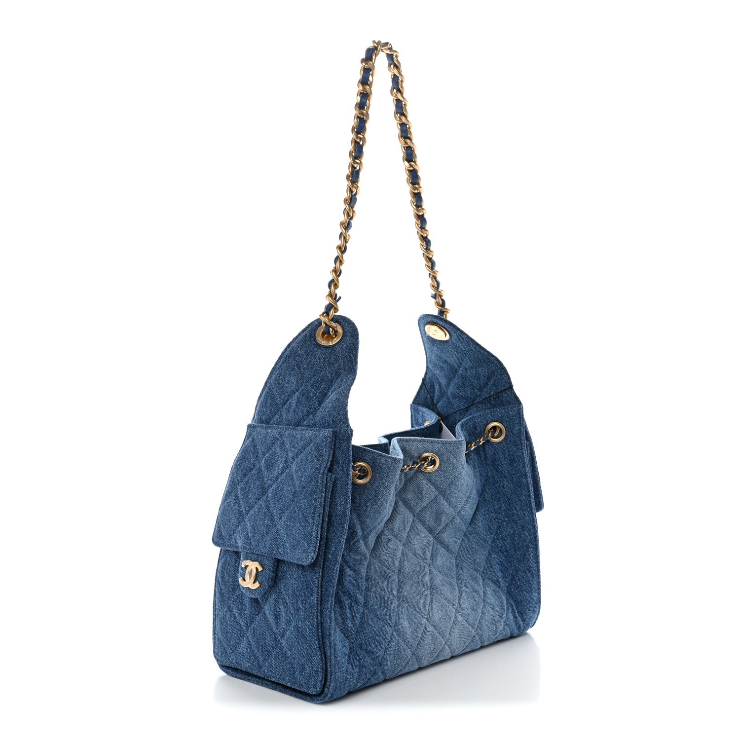 Chanel Washed Denim Quilted Small Chanel 25 Handbag Blue 1830728