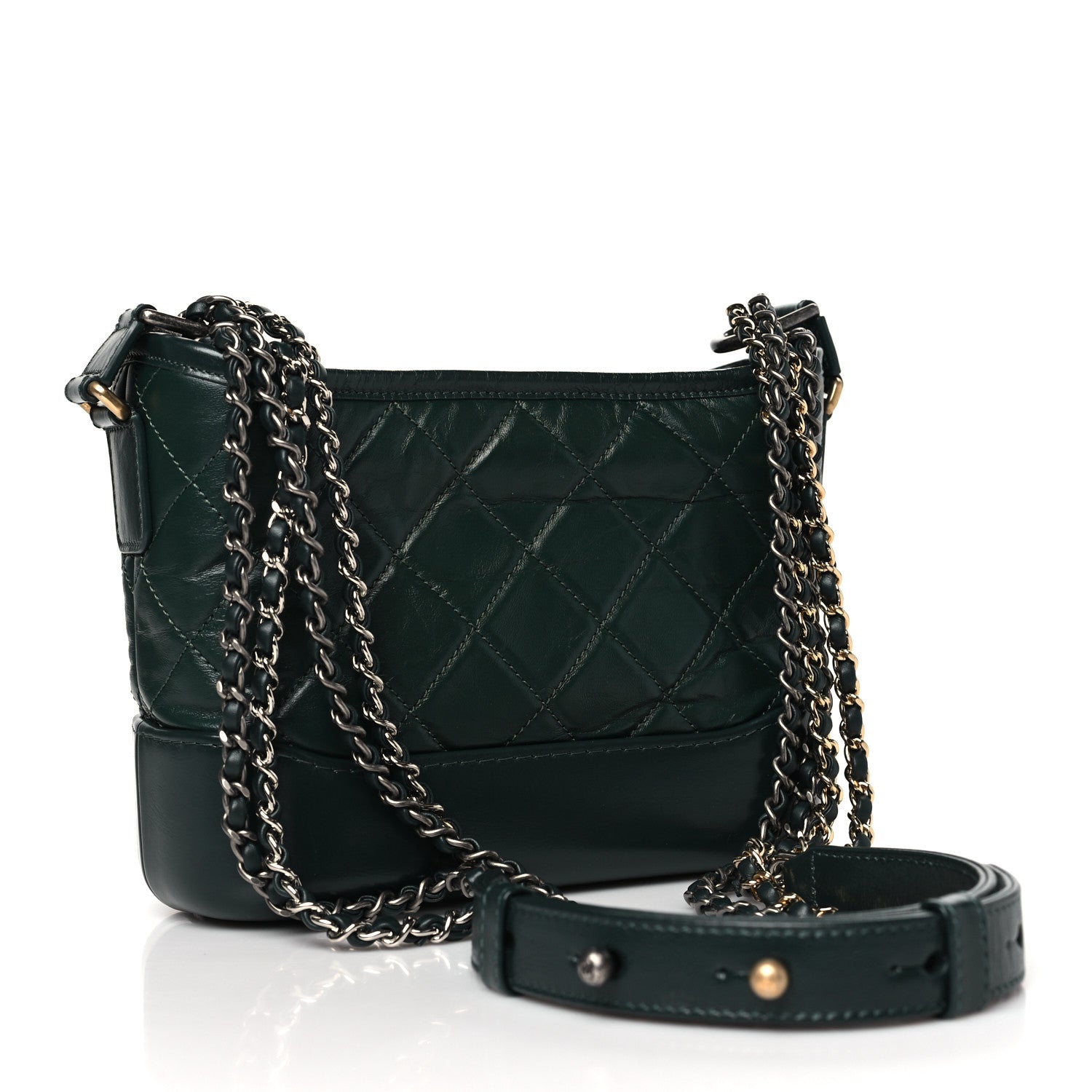Chanel Aged Calfskin Quilted Small Gabrielle Hobo Dark Green 3 of 10