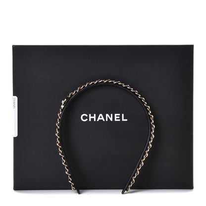 Chanel Metal Lambskin CC Turnlock Chain Headband Gold Black 3 of 3