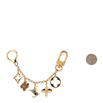 Louis Vuitton Brass Enamel Fleur De Monogram Bag Charm Chain Gold 2 of 4