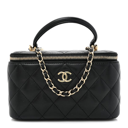 Chanel Lambskin Quilted Small Top Handle Vanity Case With Chain Black 1 of 13