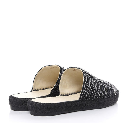 Chanel Tweed CC Slip On Espadrilles 39 Black Silver 4 of 10