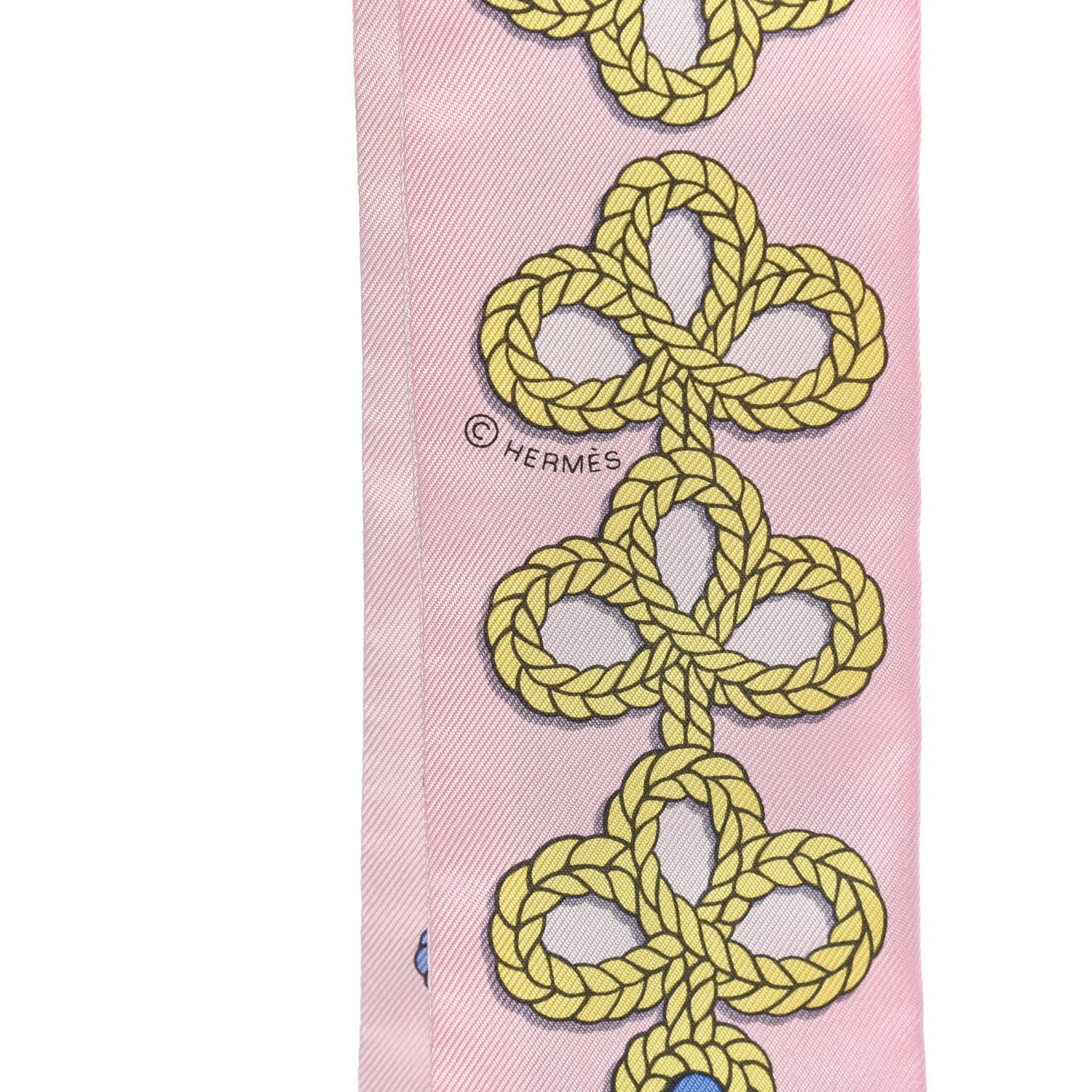 Hermes Silk Galons Et Brandebourg Twilly Rose Pale Bleu Jean 3 of 4