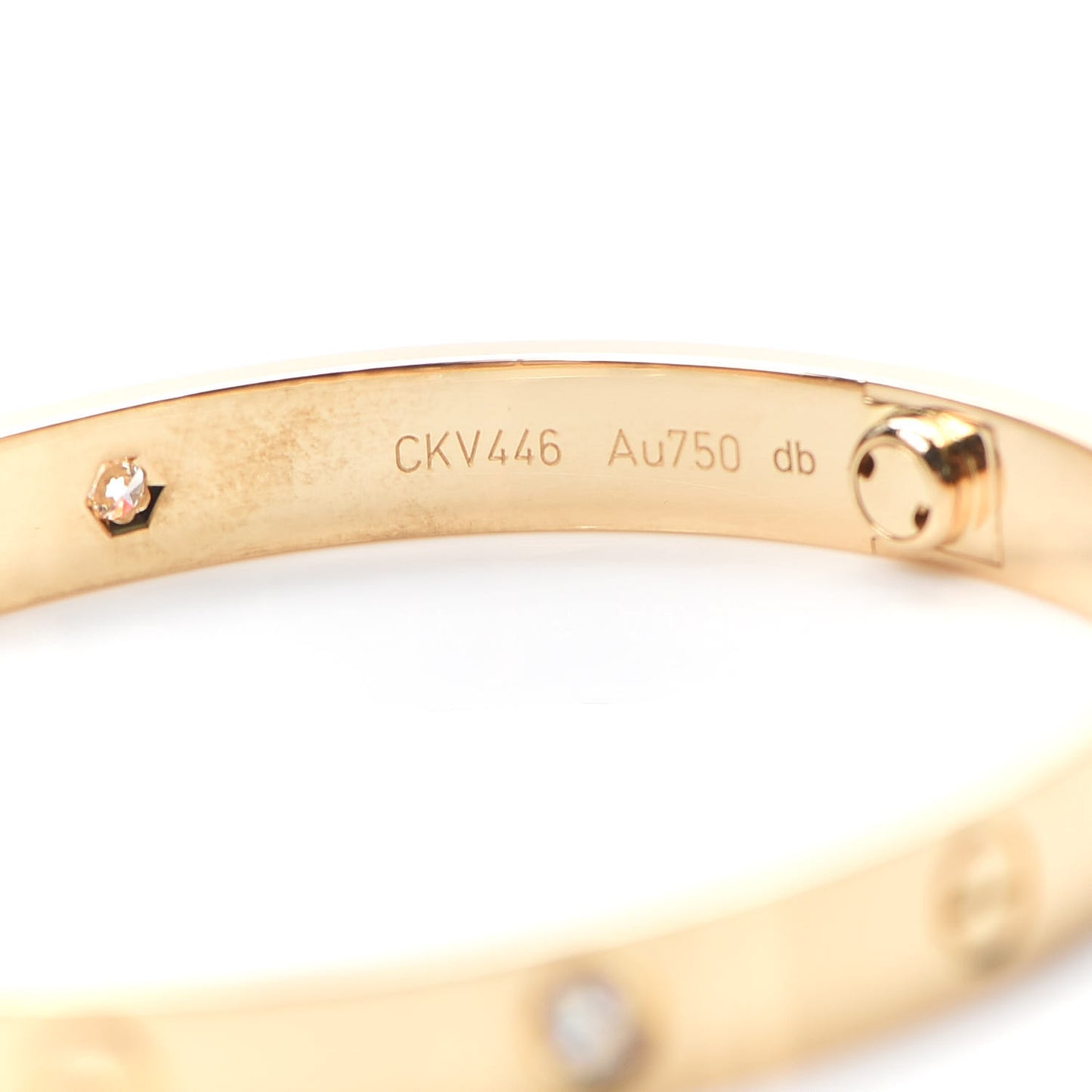 18K Yellow Gold 4 Diamond LOVE Bracelet 17
