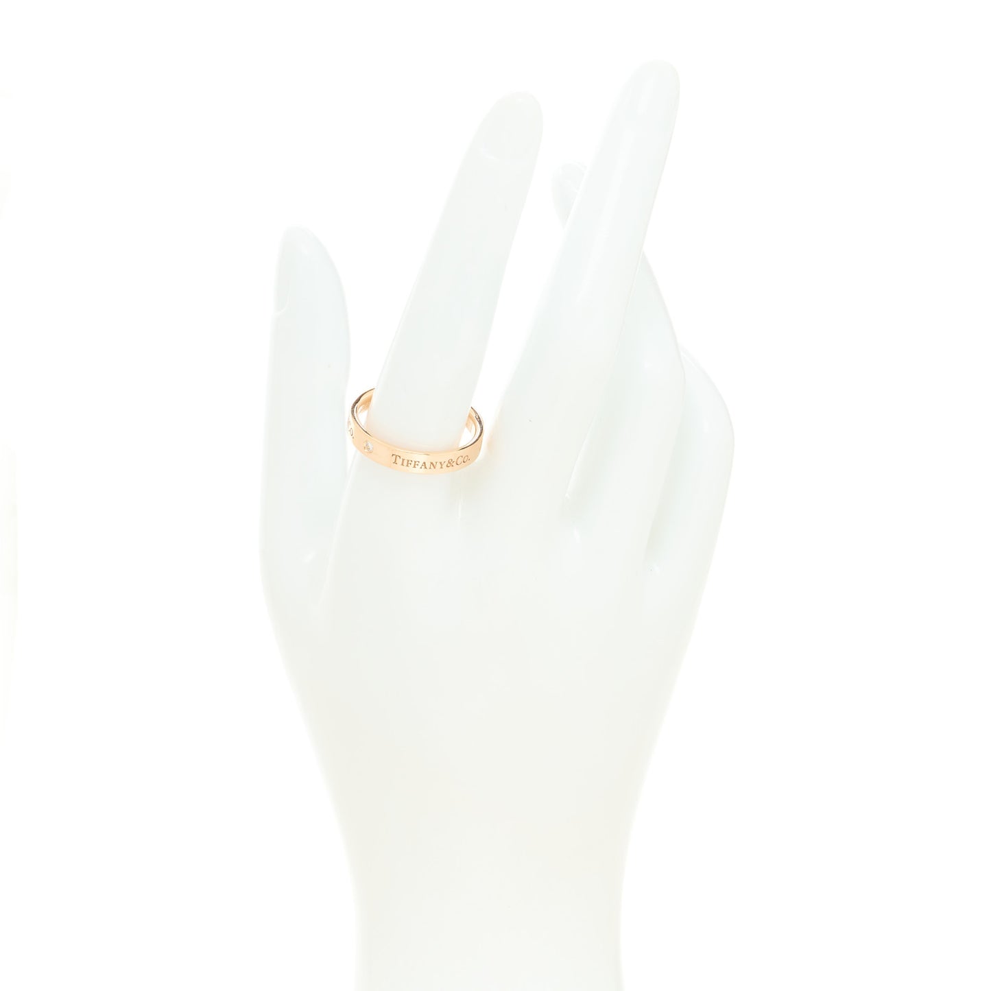 18K Rose Gold Diamond Logo Band Ring 60 9.25