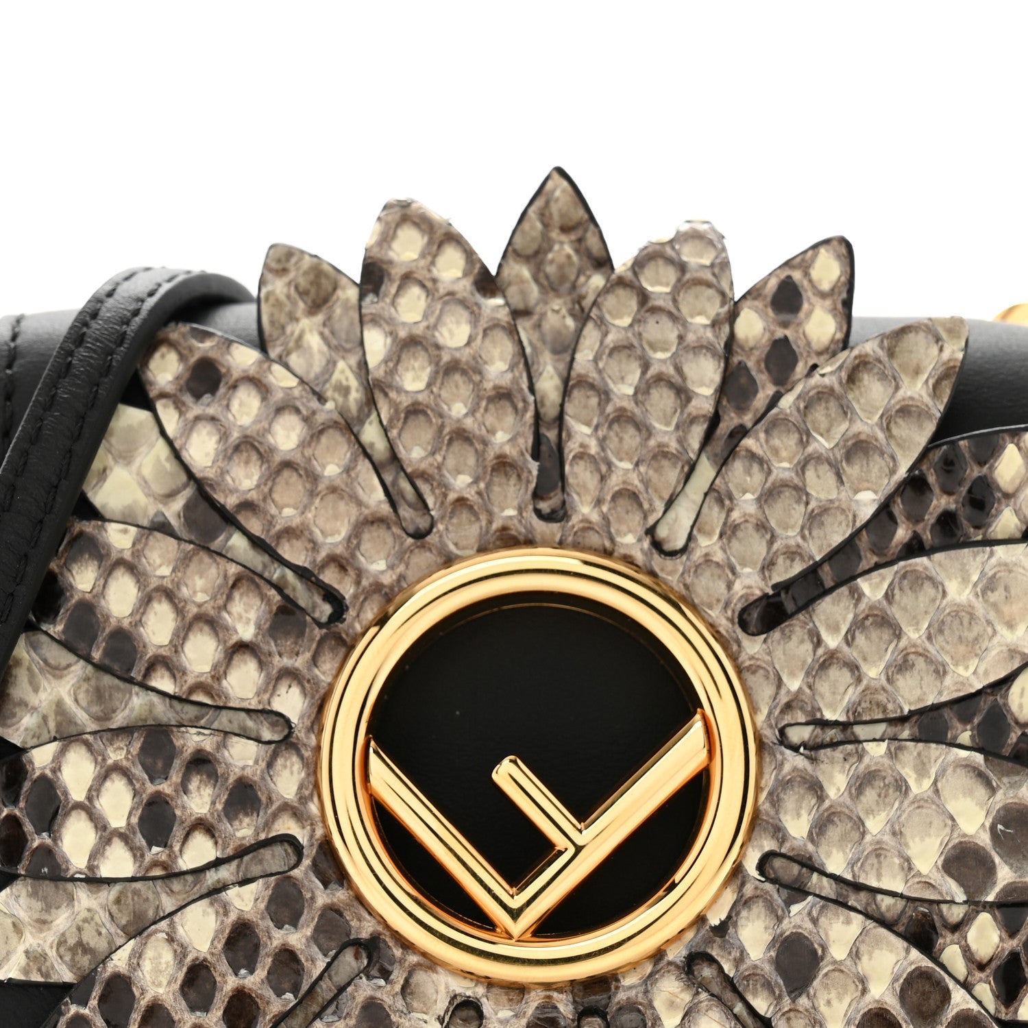 Fendi Vitello Snakeskin F is Fendi Flower Micro Kan I Shoulder Bag Black Multicolor 8 of 11