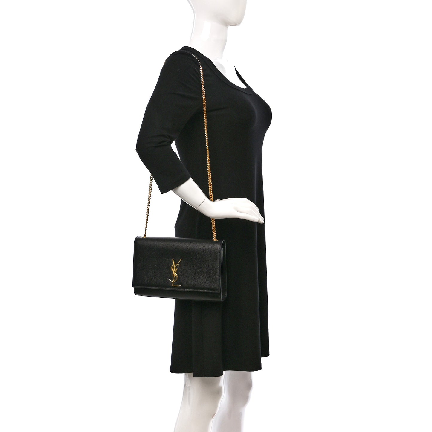 Grain De Poudre Medium Classic Monogram Kate Satchel Black