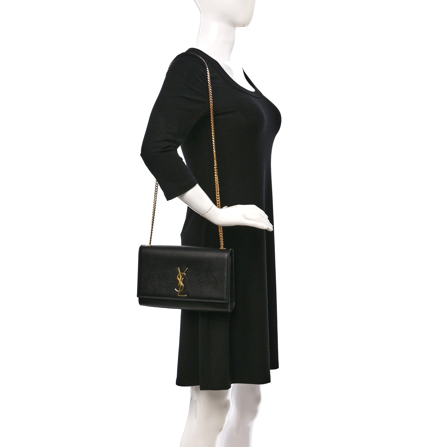 Saint Laurent Grain De Poudre Medium Classic Monogram Kate Satchel Black 2 of 8