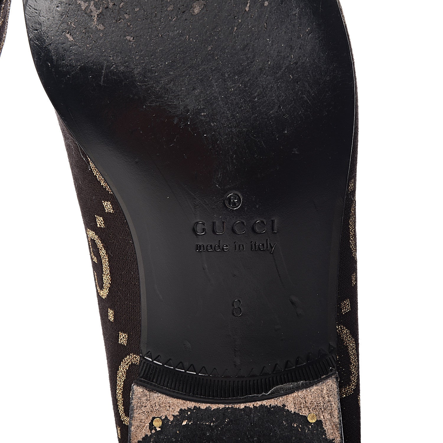 Gucci Calfskin Canvas Mens Chambre des Squelettes Loafers 8 Brown Black 8 of 15