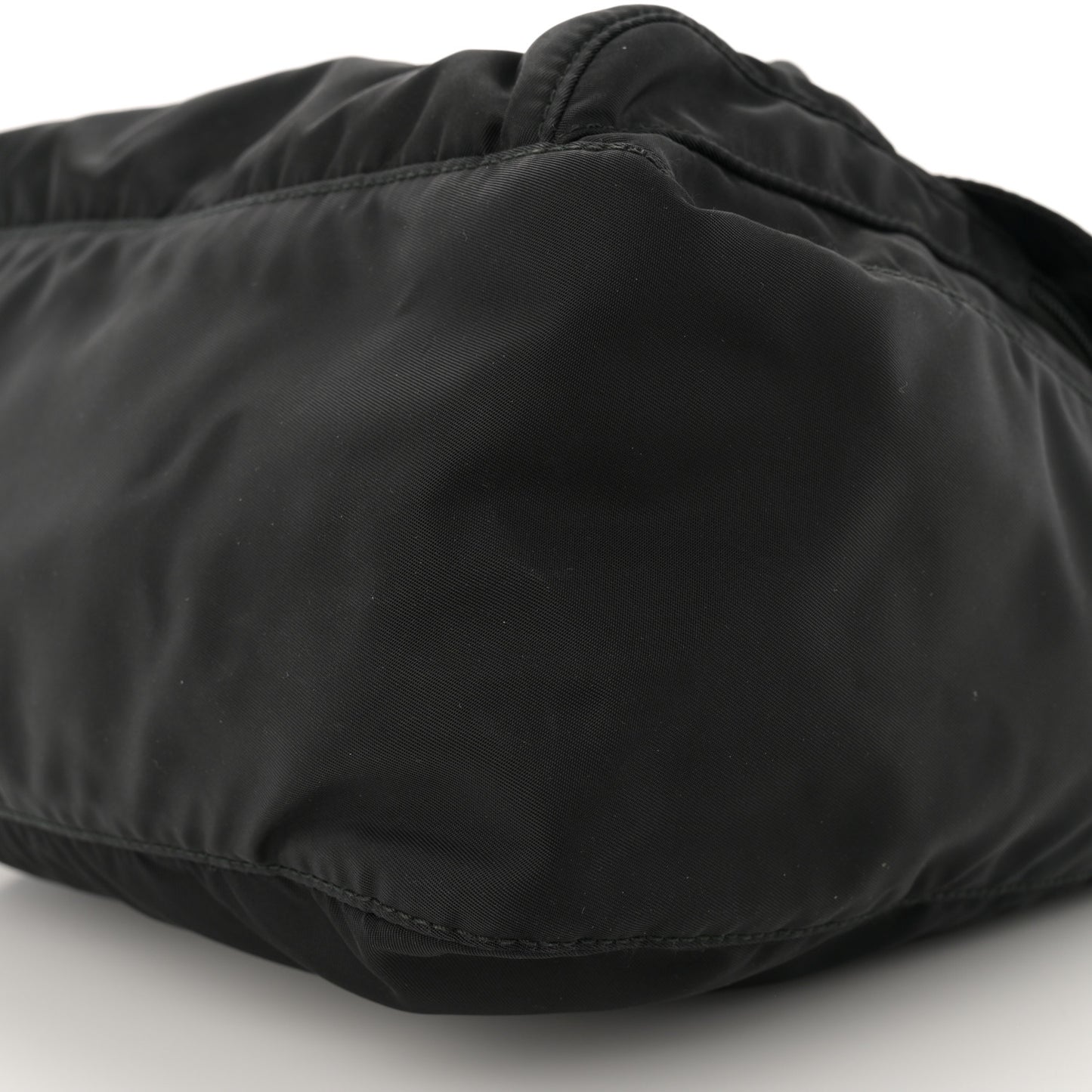 Re-Nylon Vela Saffiano Double Buckle Messenger Shoulder Bag Black