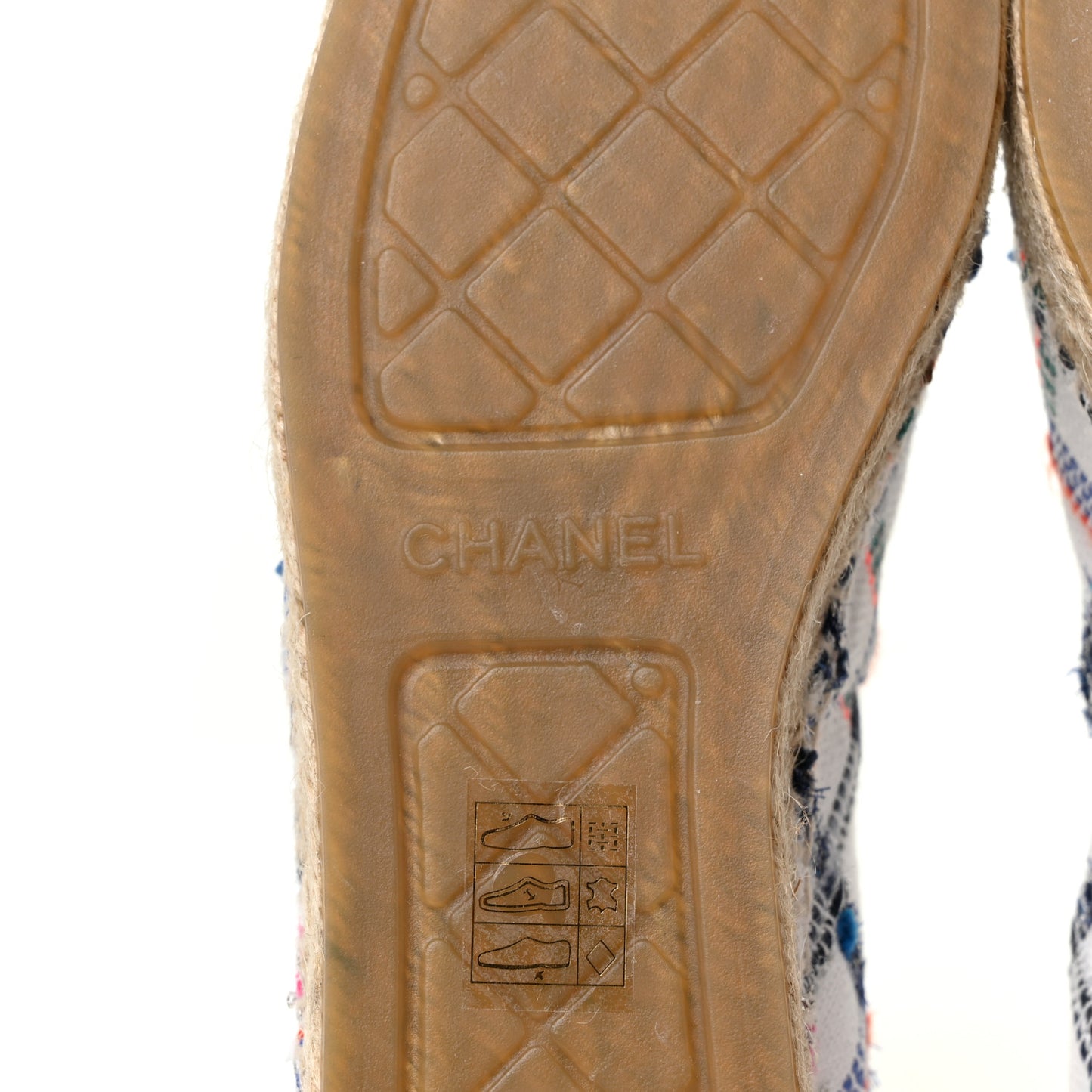 Tweed Grosgrain CC Espadrilles 40 White Blue Pink Green Black