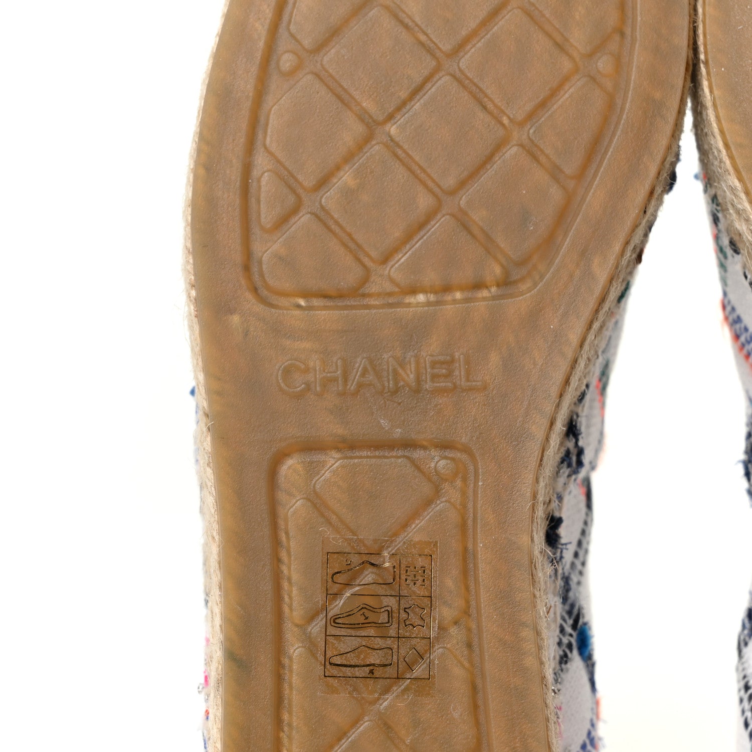 Chanel Tweed Grosgrain CC Espadrilles 40 White Blue Pink Green Black 7 of 10