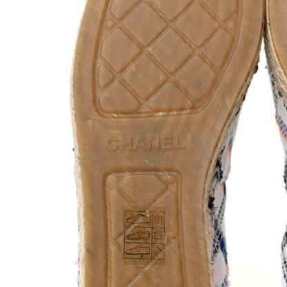 Chanel Tweed Grosgrain CC Espadrilles 40 White Blue Pink Green Black 7 of 10
