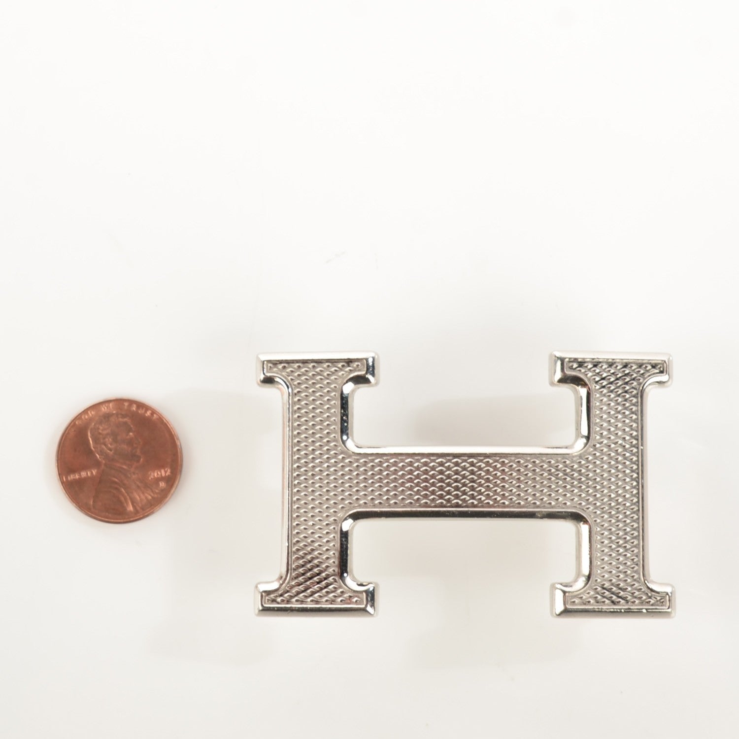 Hermes Palladium Guilloche 32mm H Belt Buckle Silver 2 of 4