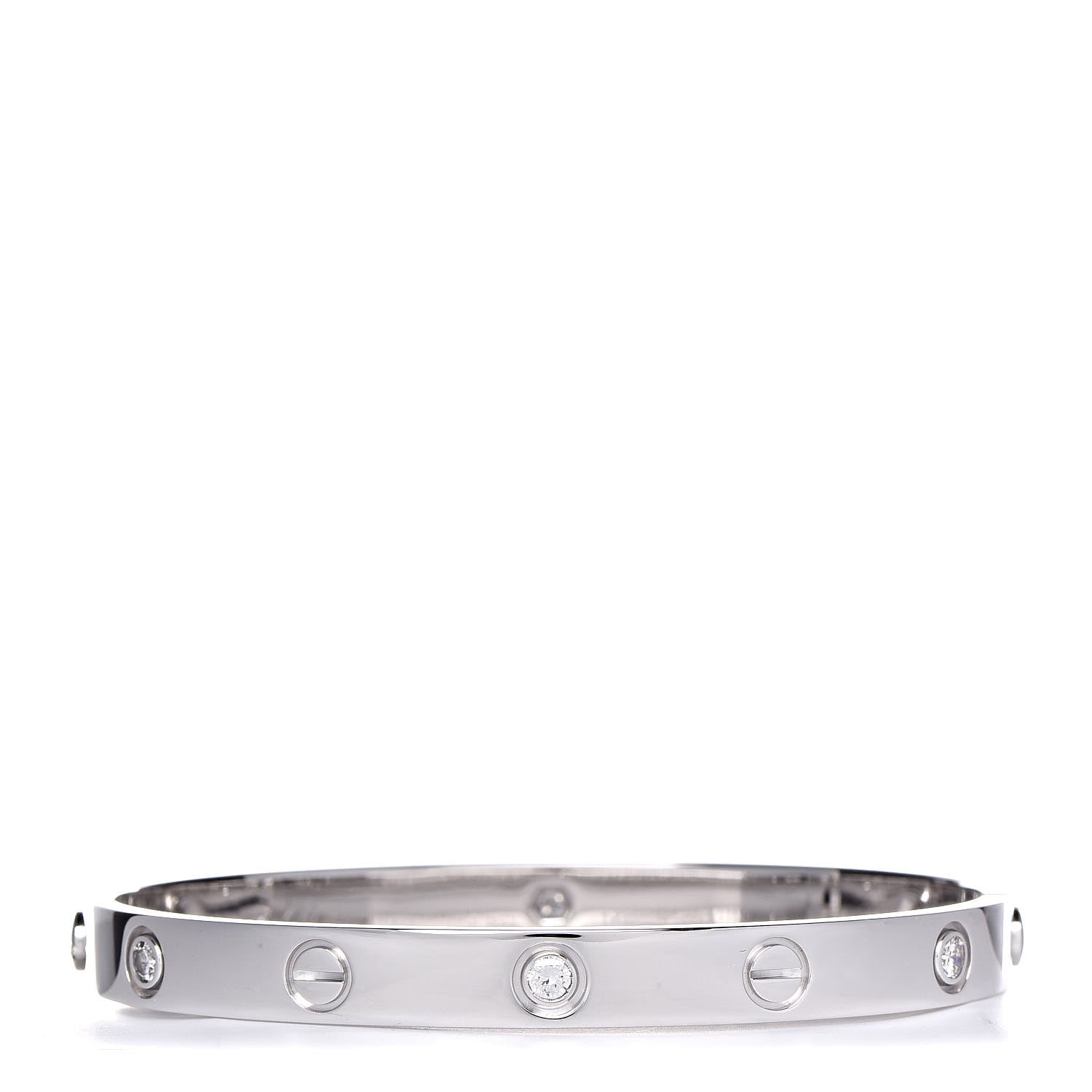 Cartier 18K White Gold 6 Diamond LOVE Bracelet 17 1 of 6