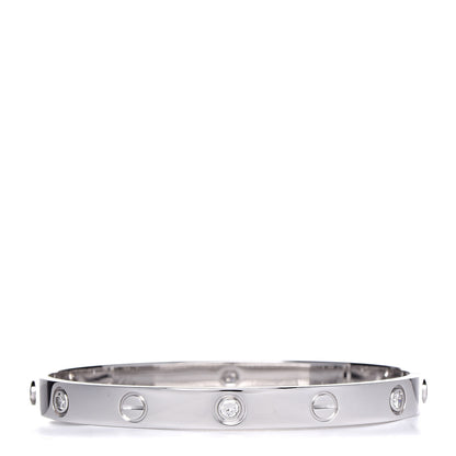 Cartier 18K White Gold 6 Diamond LOVE Bracelet 17 1 of 6