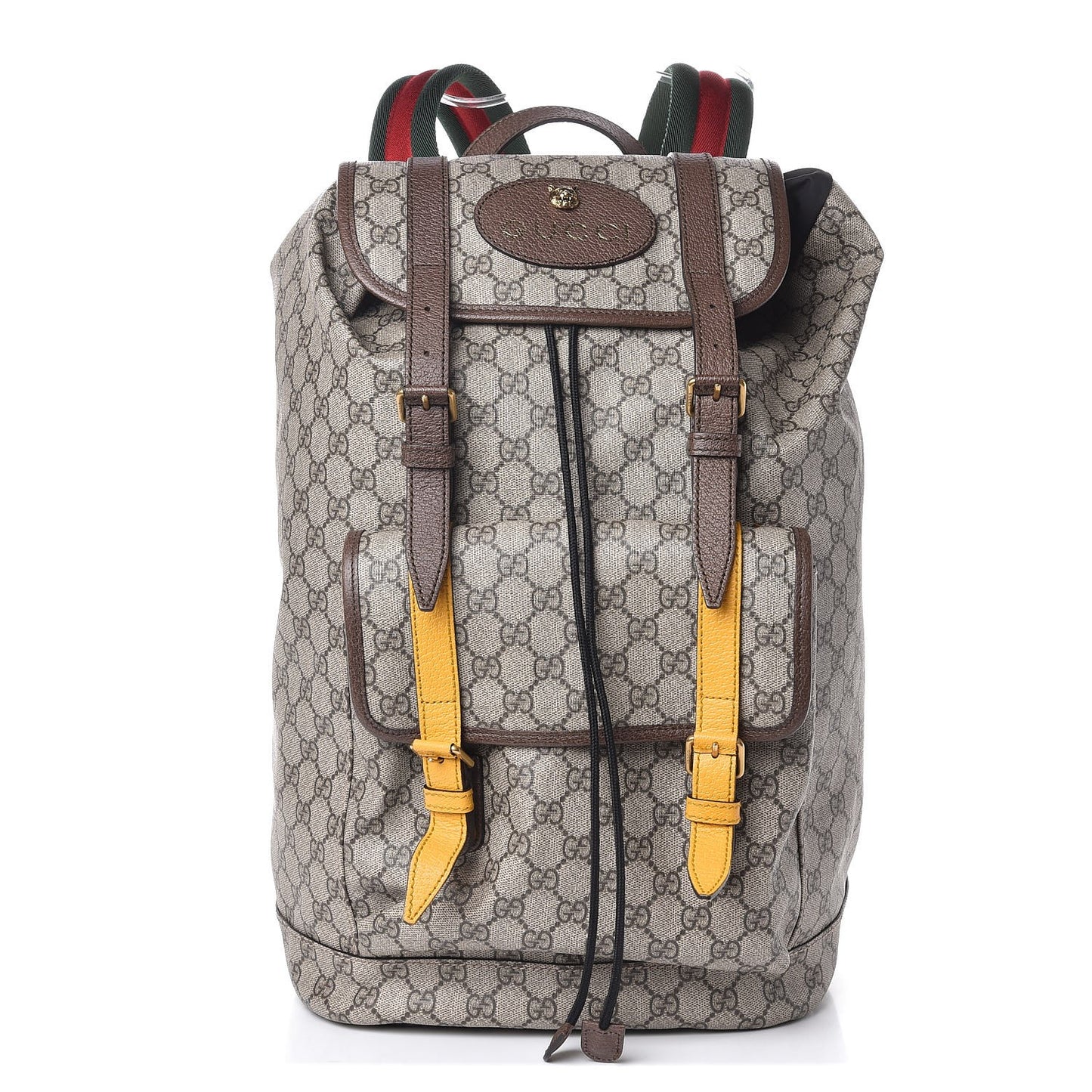 Soft GG Supreme Monogram Neo Vintage Double Buckle Backpack Beige New Acero Crop