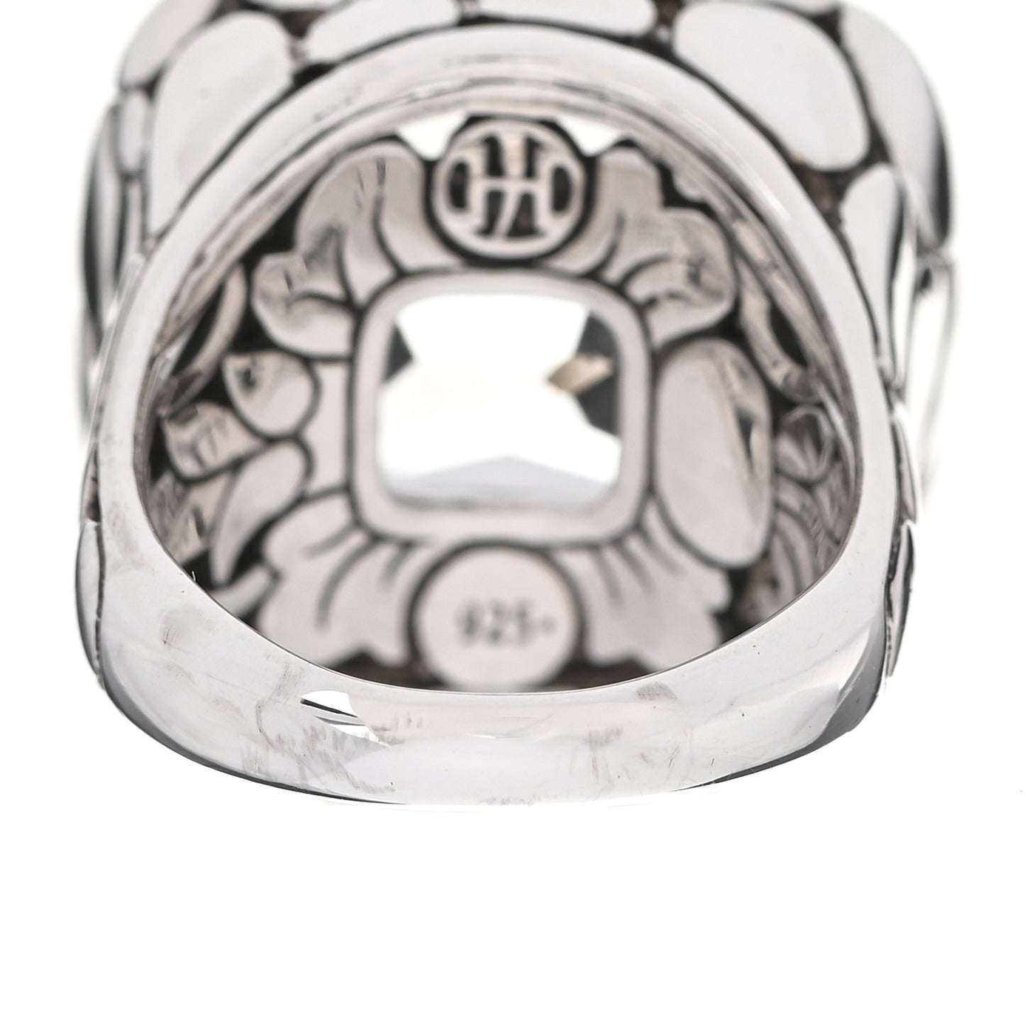 Sterling Silver White Topaz Batu Kali Square Ring 54 7