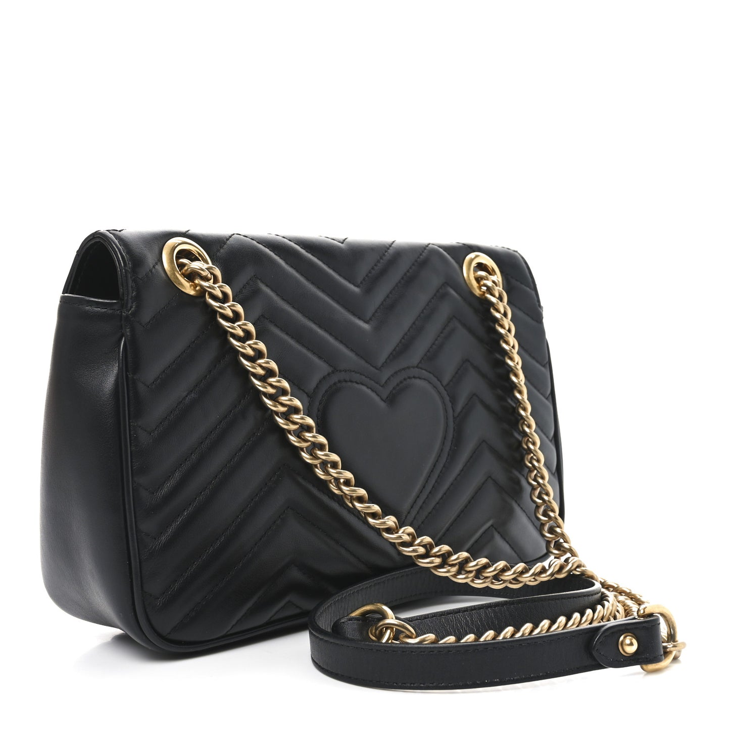 Calfskin Matelasse Small GG Marmont Shoulder Bag Black