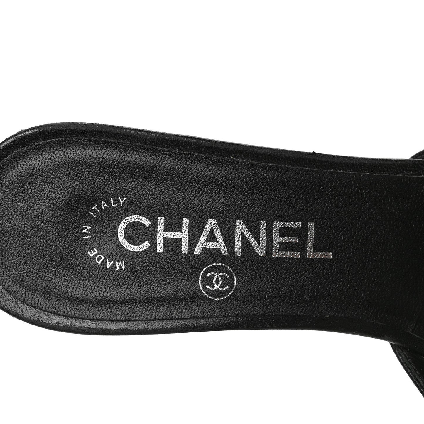 PVC Lambskin Logo Mules 38 Black