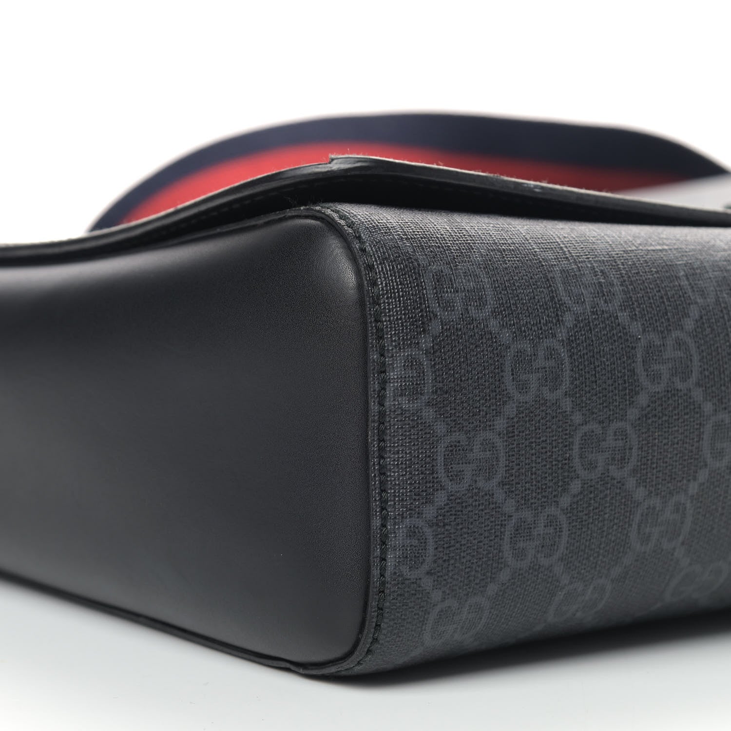 Gucci GG Supreme Monogram Web Flap Messenger Bag Black Grey 6 of 16