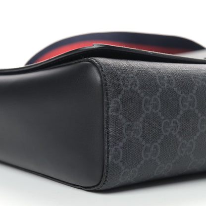 Gucci GG Supreme Monogram Web Flap Messenger Bag Black Grey 6 of 16