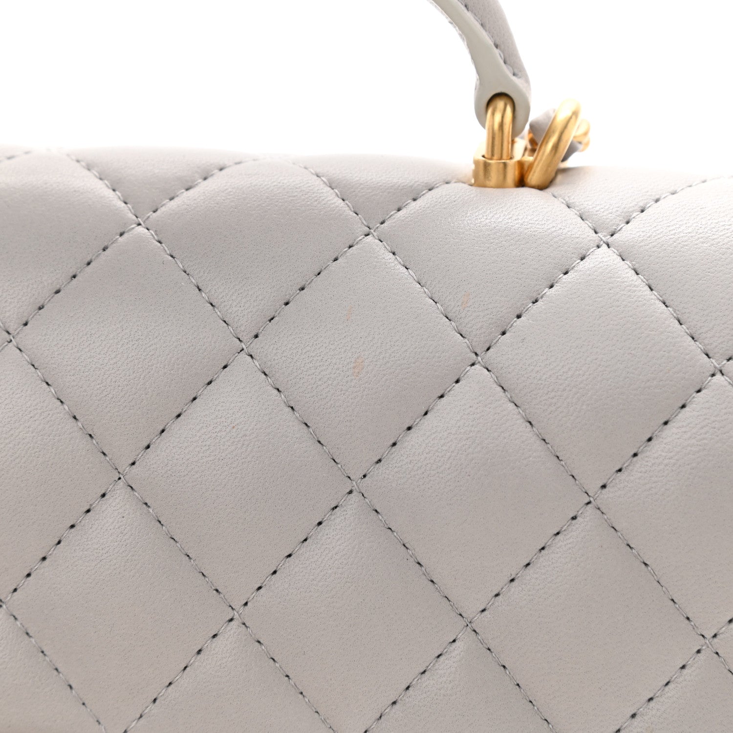 Chanel Lambskin Quilted Mini Top Handle Rectangular Flap Grey 11 of 12