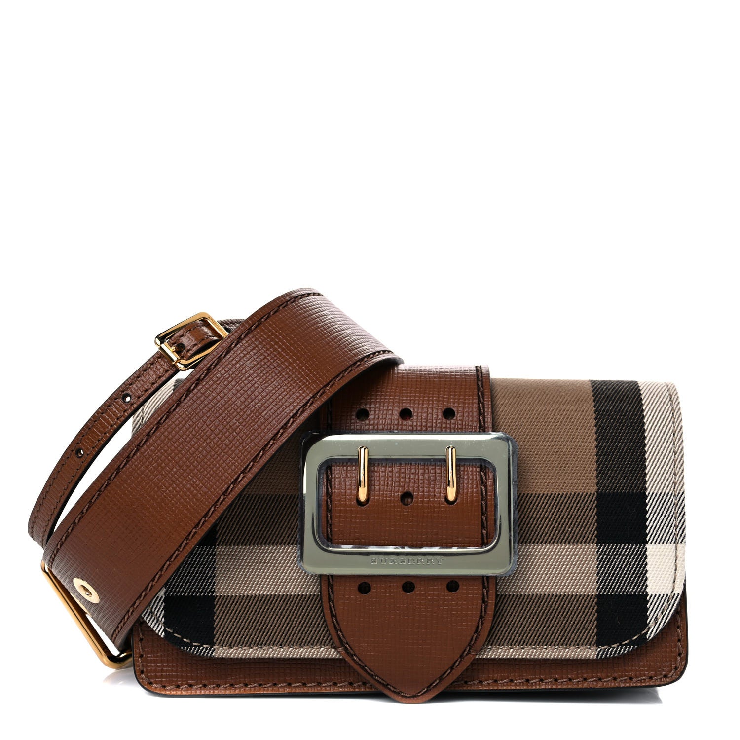 Burberry House Check Bridle Calfskin Small Madison Buckle Bag Tan 1 of 10