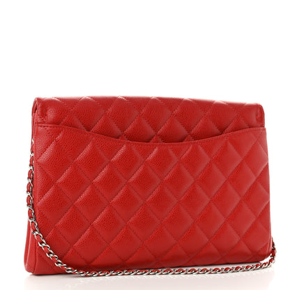 Chanel Caviar Quilted Clutch With Chain Flap Red 3 of 10
