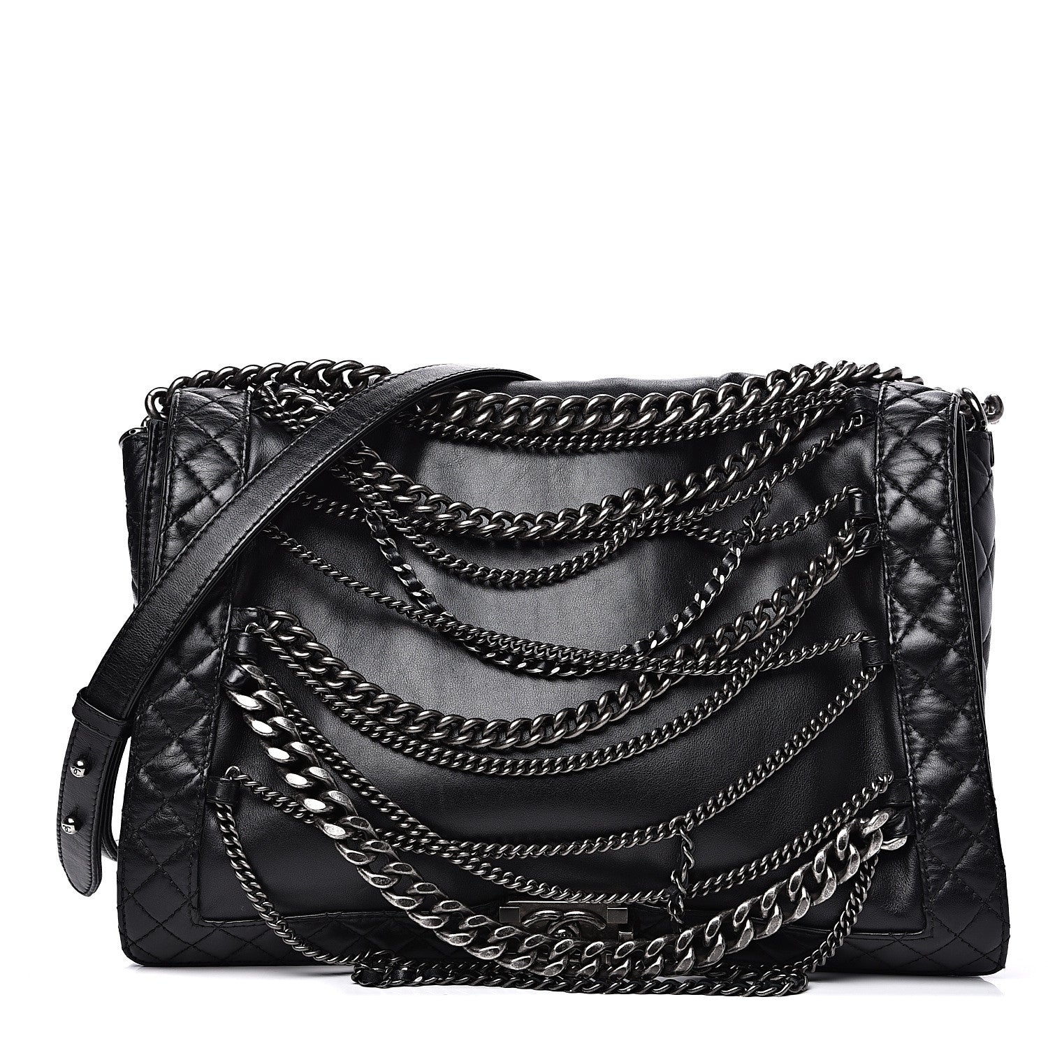 Chanel Calfskin Enchained XL Boy Flap Black 1 of 13