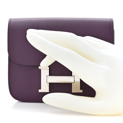 Hermes Evercolor Bi-Color Constance Slim Wallet Cassis Bleu Royale 3 of 9