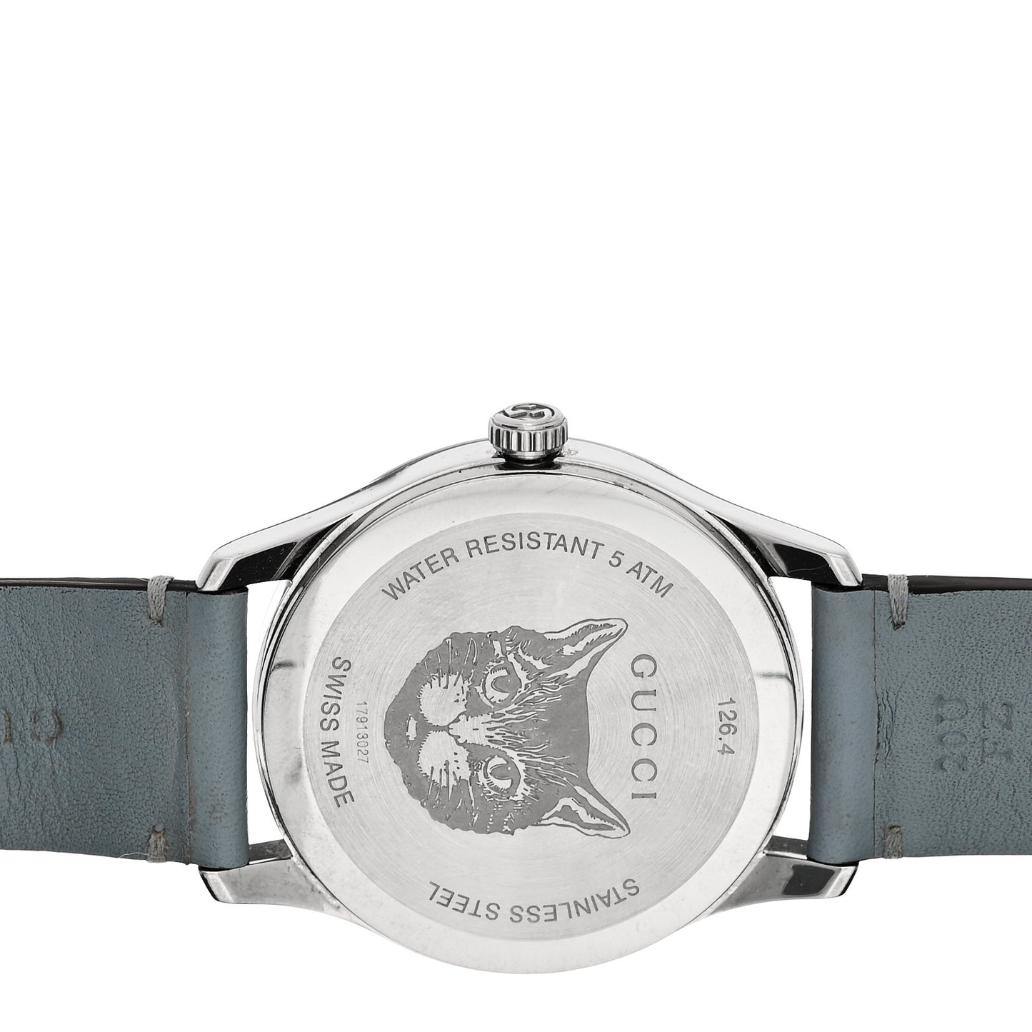 Stainless Steel Calfskin Blue Mother of Pearl 38mm G-Timeless Cat Quartz Watch