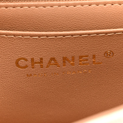 Chanel Lambskin Quilted Bi-Color Mini Top Handle Rectangular Flap Ecru Dark Beige 6 of 10