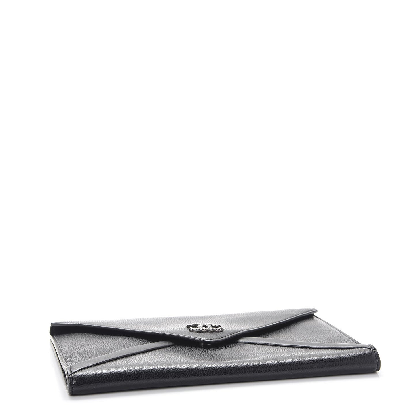 Lambskin Metallic Calfskin Cocomail Envelope Clutch Black Charcoal