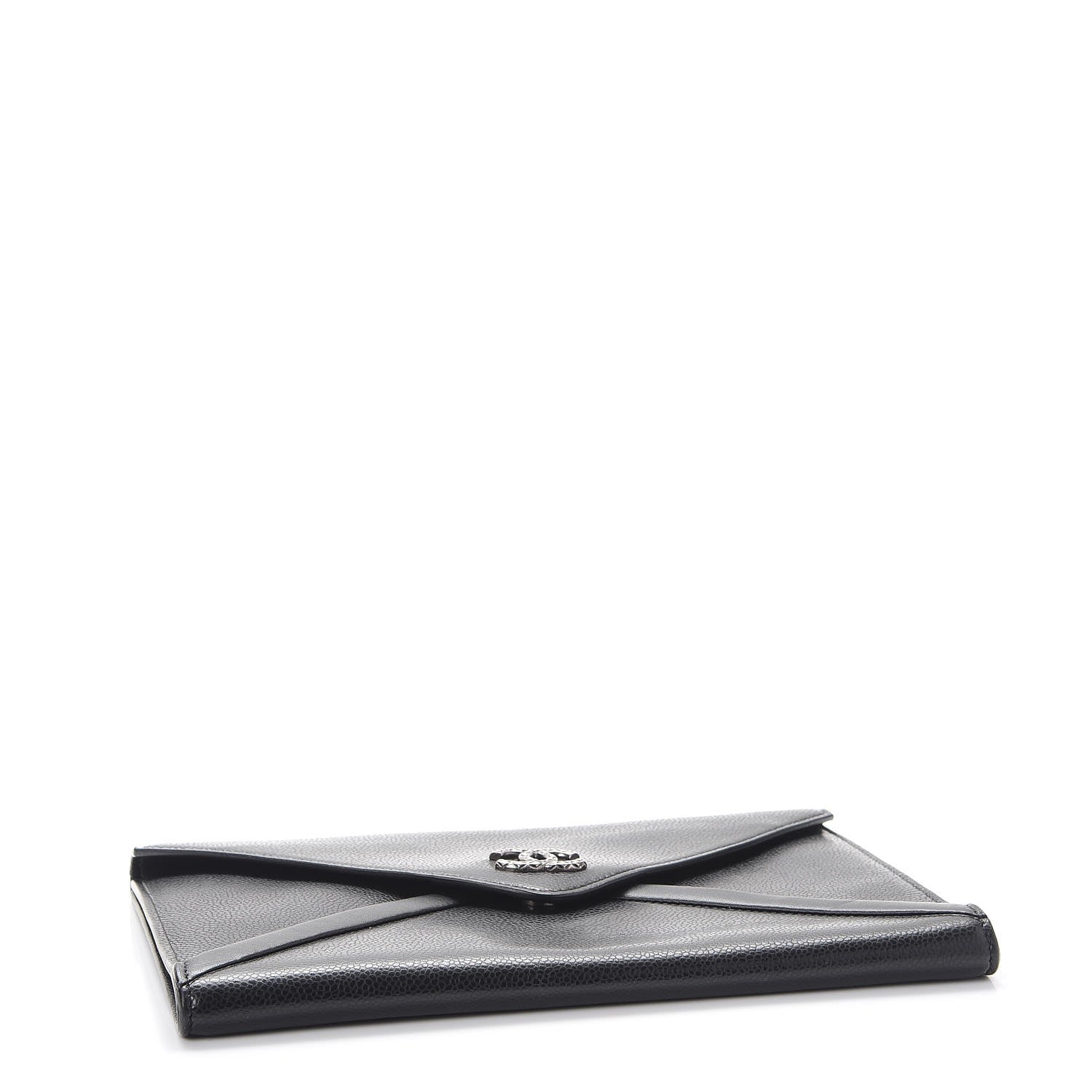 Chanel Lambskin Metallic Calfskin Cocomail Envelope Clutch Black Charcoal 4 of 12