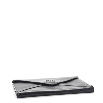 Chanel Lambskin Metallic Calfskin Cocomail Envelope Clutch Black Charcoal 4 of 12