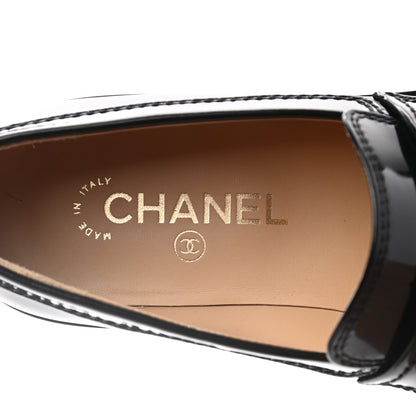 Chanel Shiny Calfskin Logo Loafers 38.5 Black 8 of 8