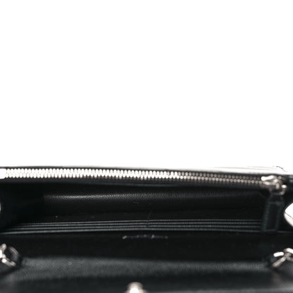Saint Laurent Grain De Poudre Matelasse Chevron Monogram Envelope Chain Wallet Black 4 of 9